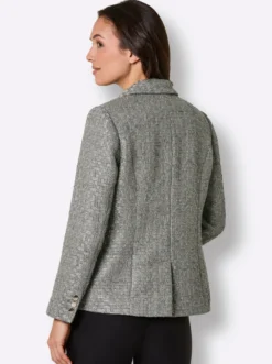 Bouclé-Blazer mit schräger Kante