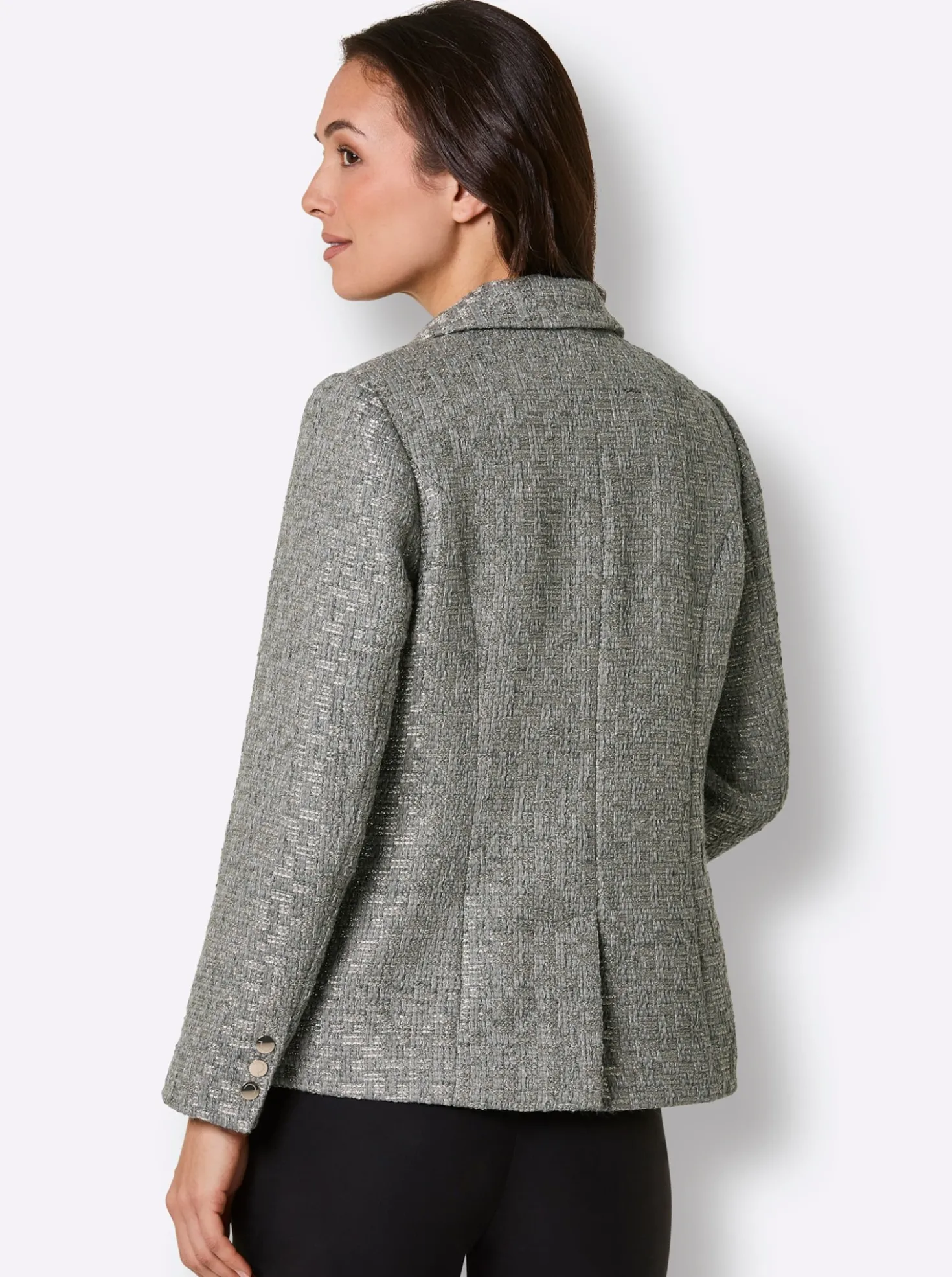 Bouclé-Blazer mit schräger Kante