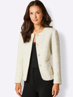 Bouclé-Blazer mit 30% Wolle