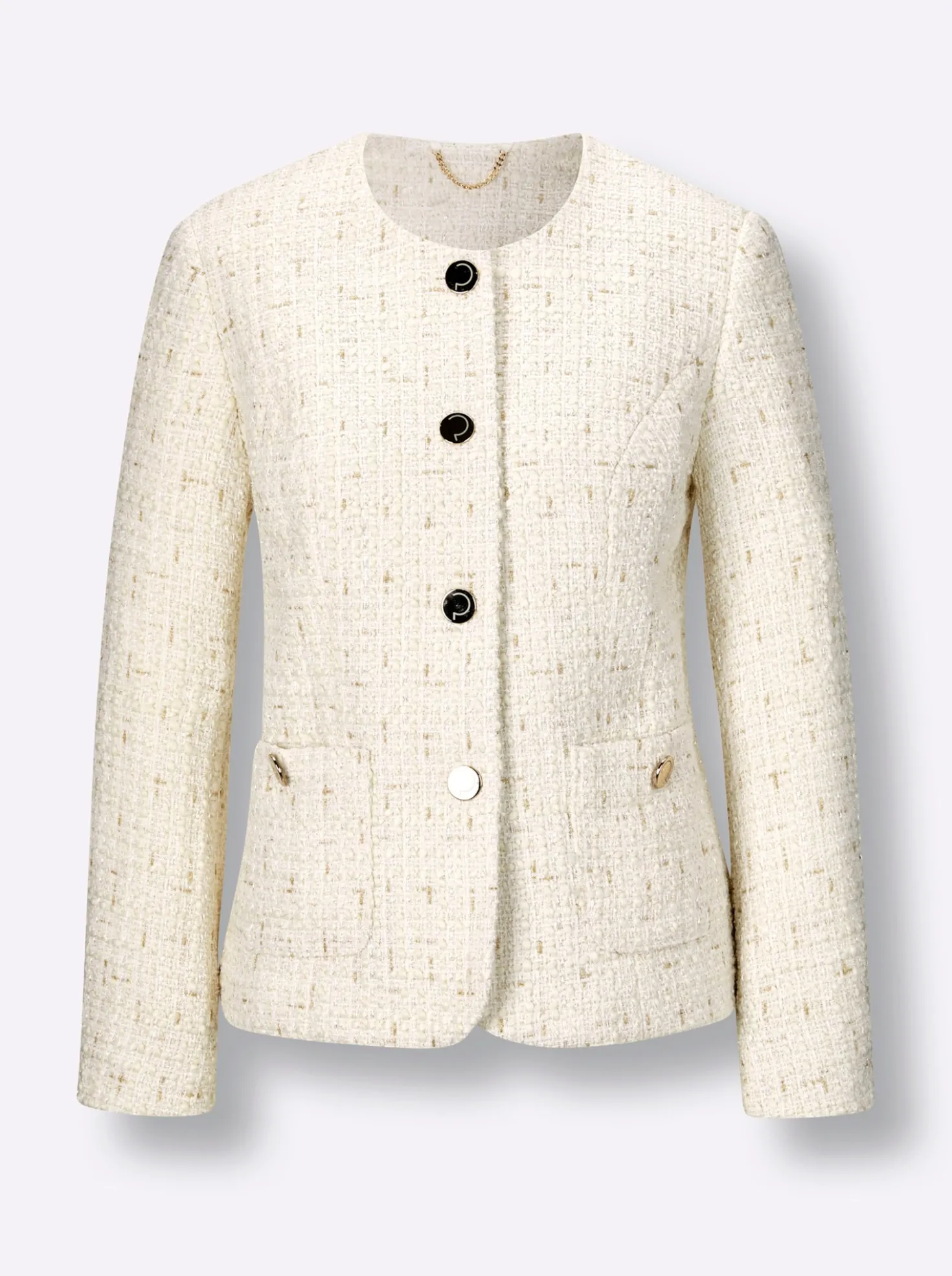 Bouclé-Blazer mit 30% Wolle