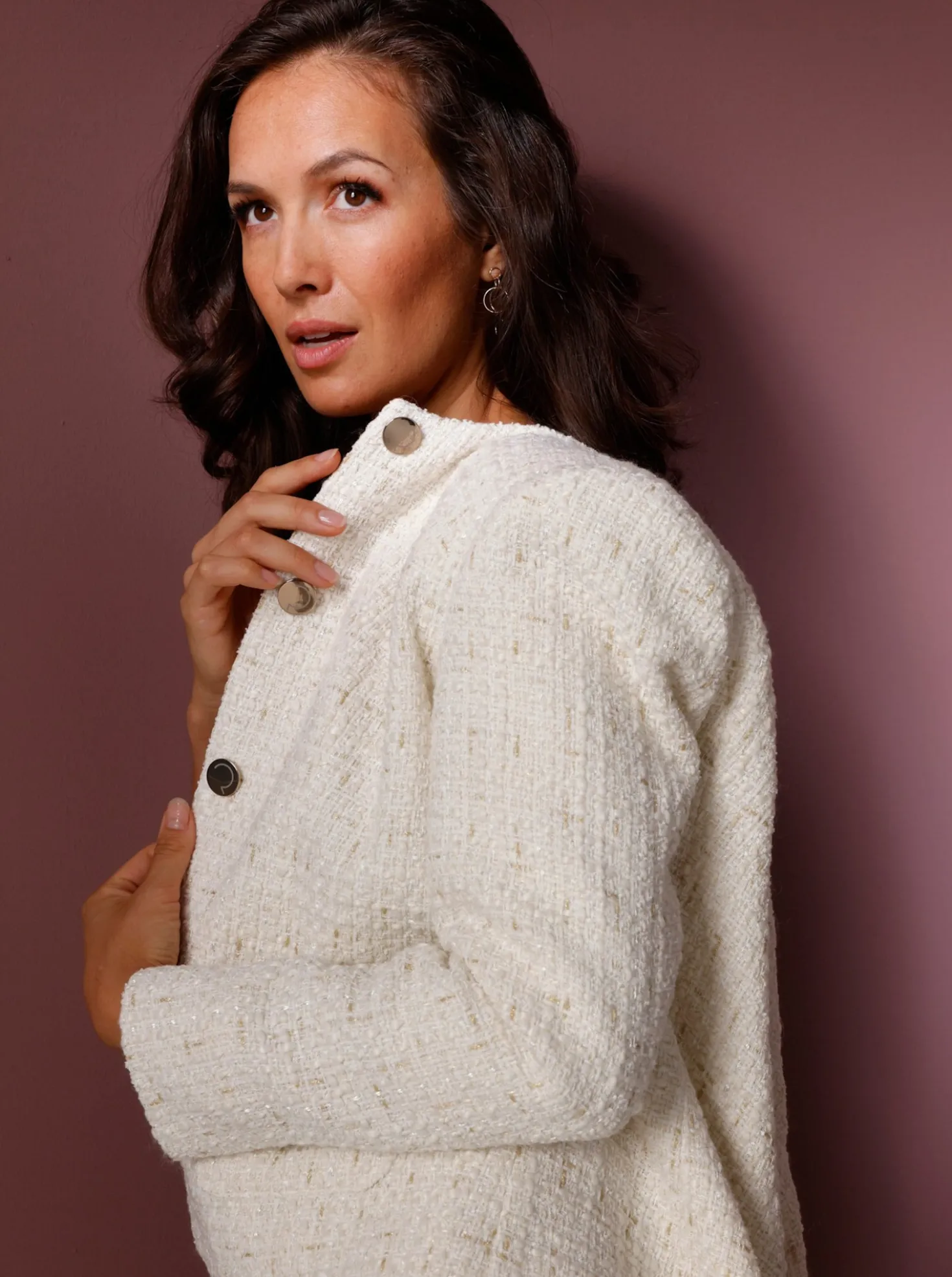 Bouclé-Blazer mit 30% Wolle