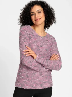 Bouclé-Pullover in Linksstrick