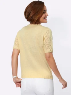 Bouclé-Pullover mit Ajourmuster-Ärmeln