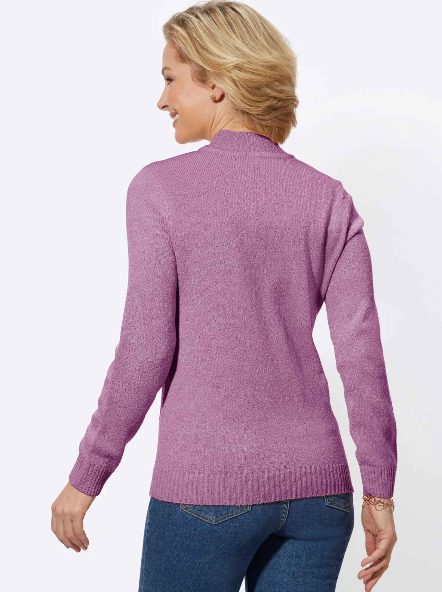 Bouclé-Pullover mit Rippenbündchen