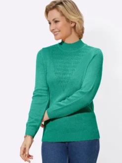 Bouclé-Pullover mit Rippenbündchen