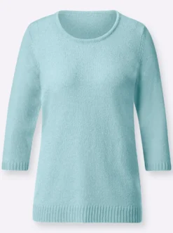 Bouclé-Pullover mit 3/4-Ärmeln