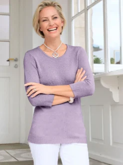 Bouclé-Pullover mit 3/4-Ärmeln