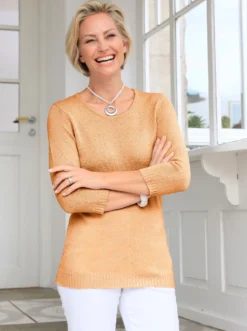 Bouclé-Pullover mit 3/4-Ärmeln