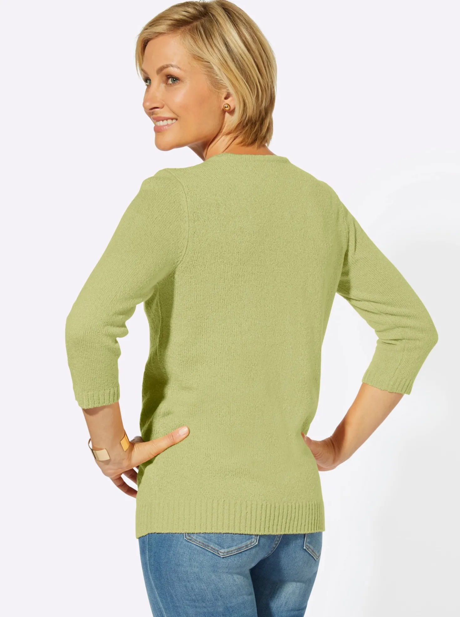 Bouclé-Pullover mit 3/4-Ärmeln