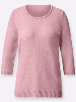 Bouclé-Pullover mit 3/4-Ärmeln