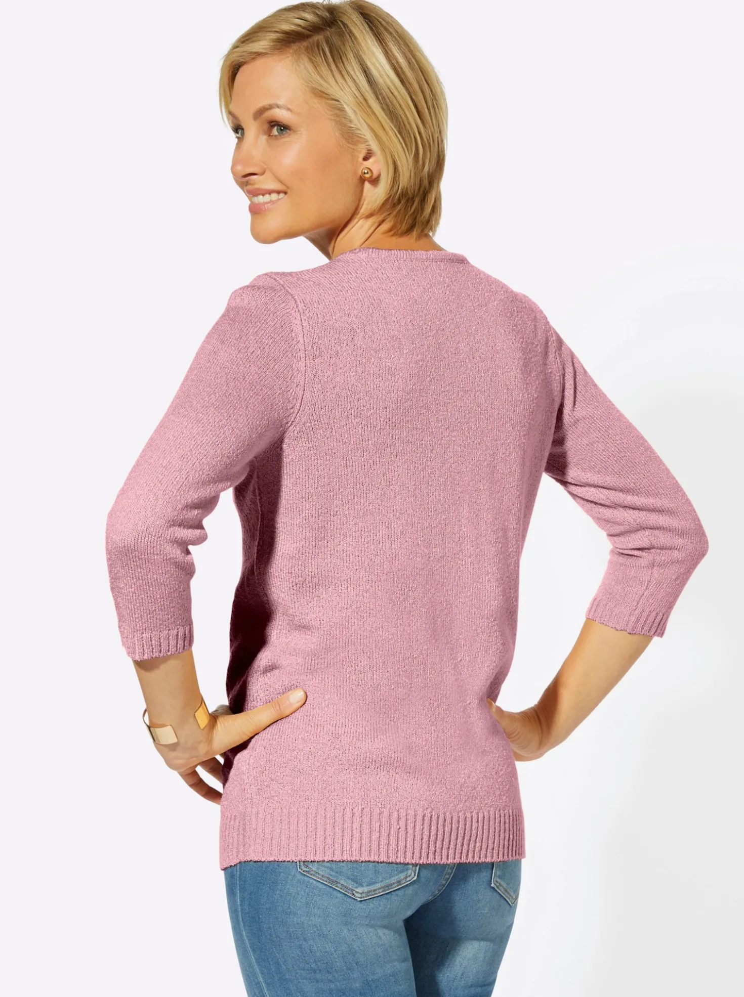 Bouclé-Pullover mit 3/4-Ärmeln