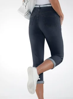 Caprijeans inkl. Glitzer-Gürtel, Stretch-Qualität