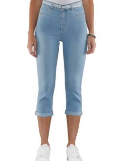 Caprijeans inkl. Glitzer-Gürtel, Stretch-Qualität