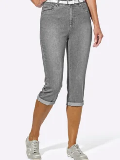 Caprijeans inklusive Gürtel