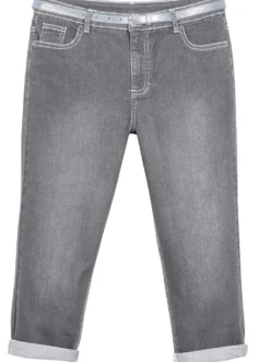 Caprijeans inklusive Gürtel