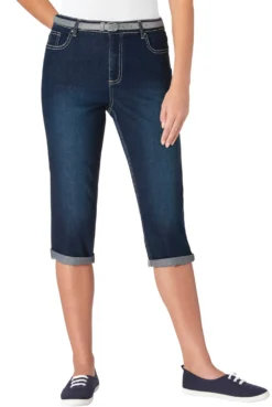 Caprijeans inklusive Gürtel