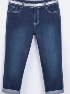 Caprijeans inklusive Gürtel