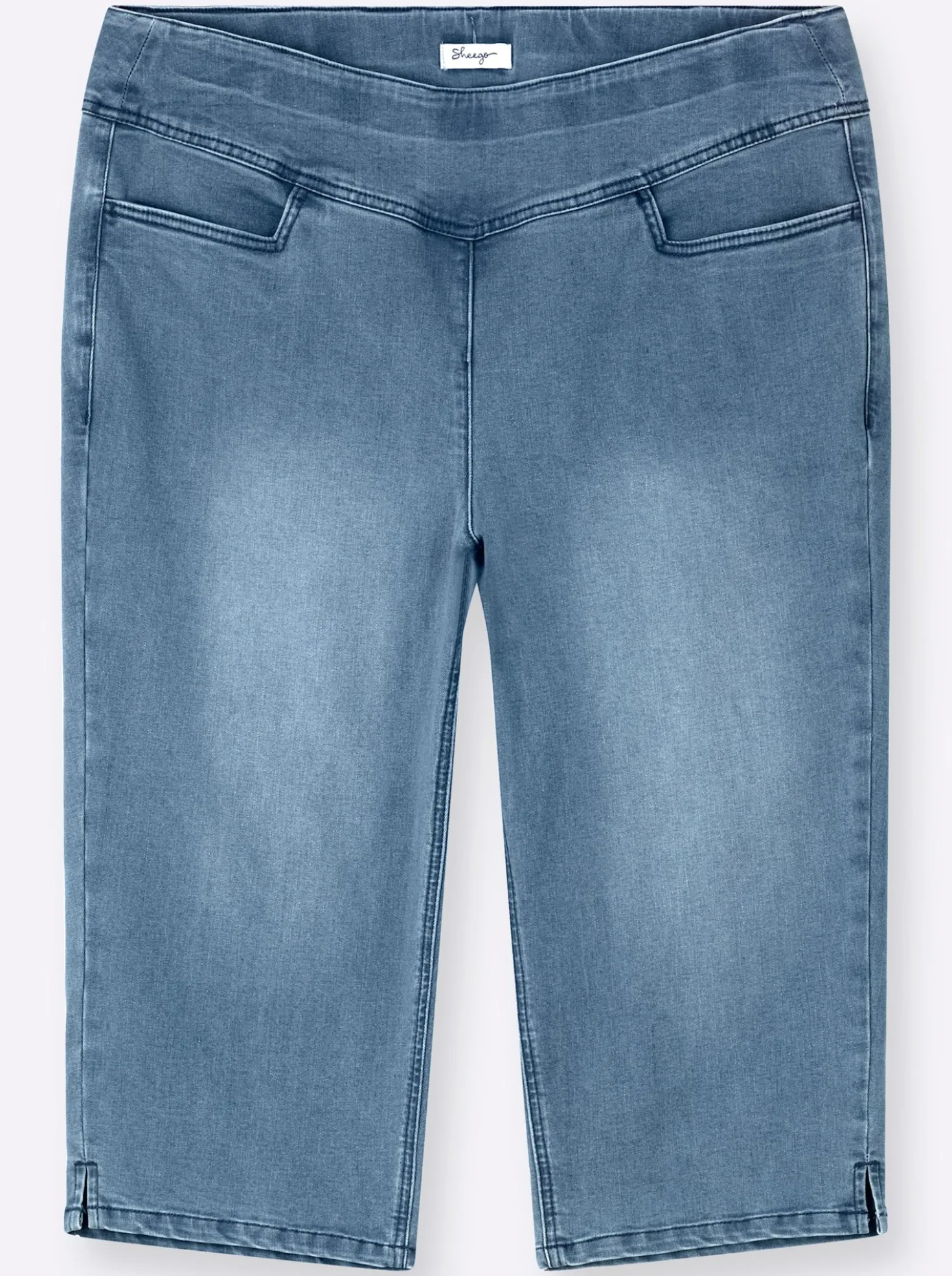 Caprijeans mit breitem Rundumdehnbund