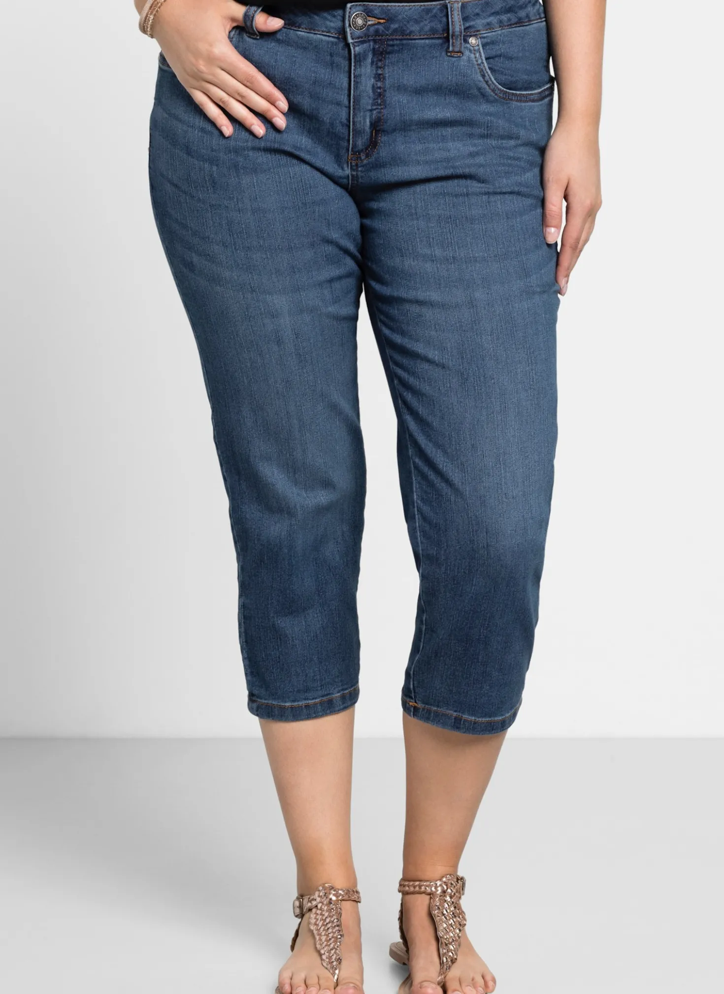 Caprijeans mit Krempelfunktion