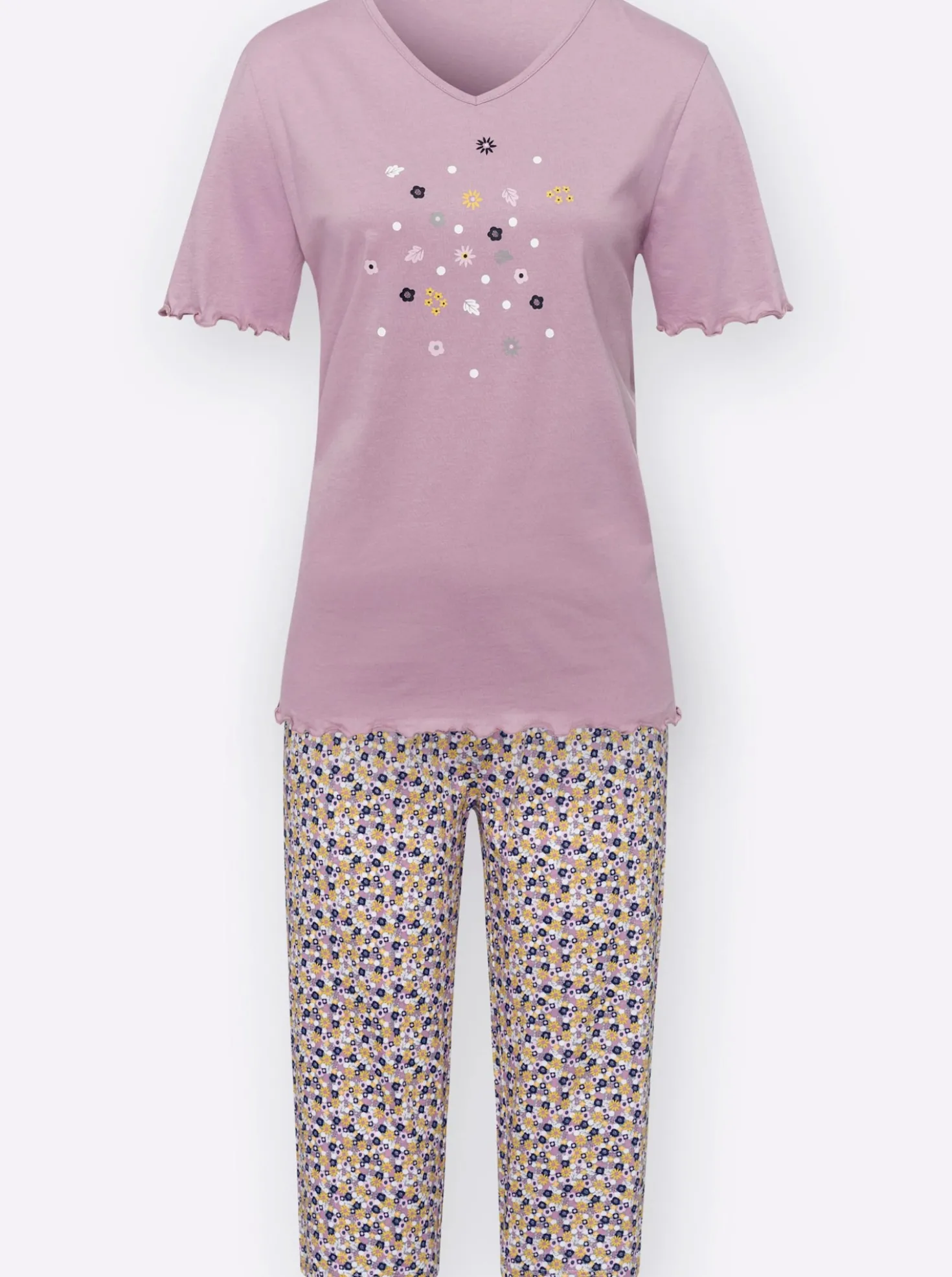 Capri-Schlafanzug mit Blümchen-Muster