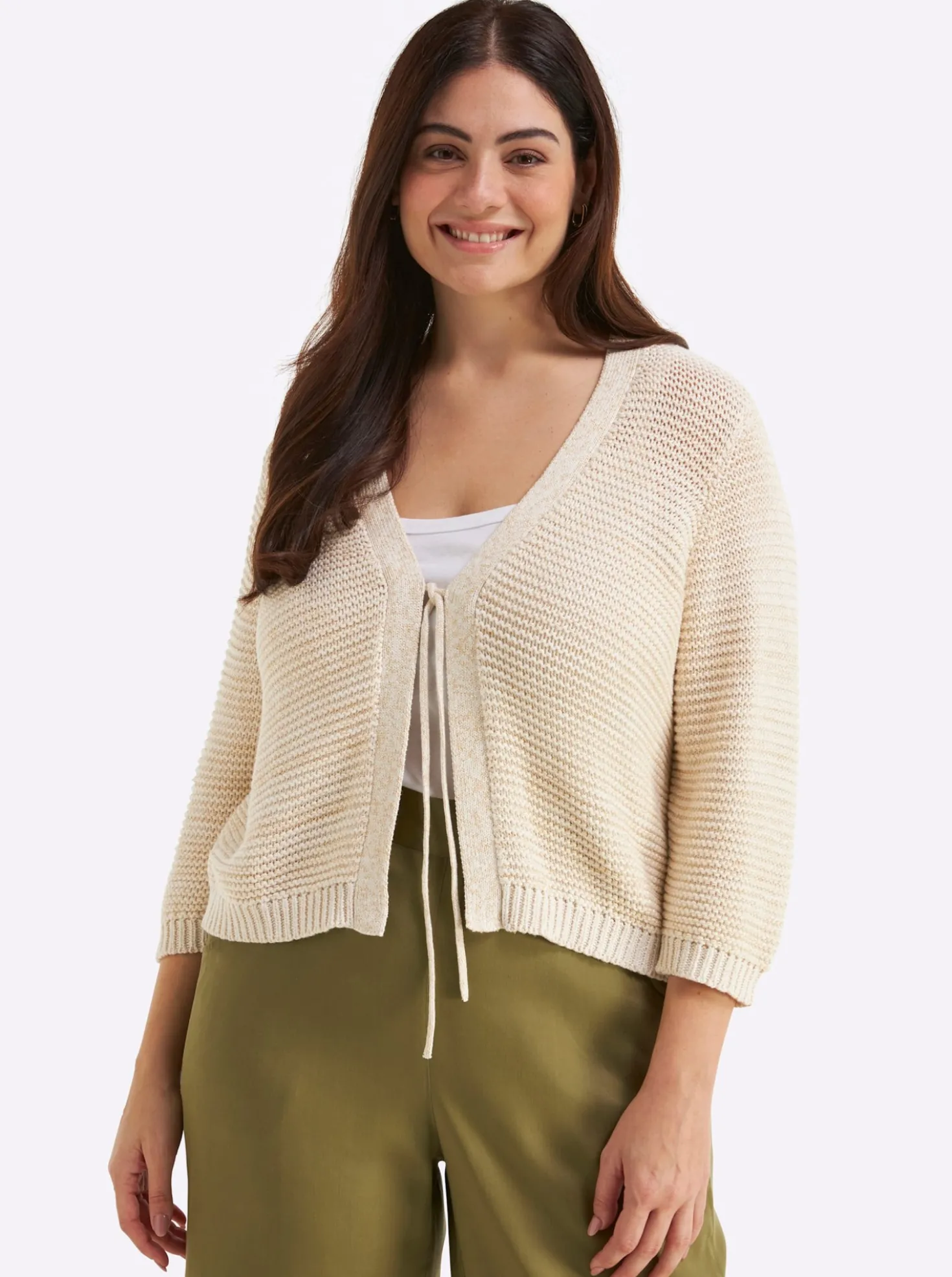 Cardigan im Linksstrick, mit Lurexfaden