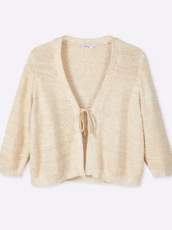 Cardigan im Linksstrick, mit Lurexfaden