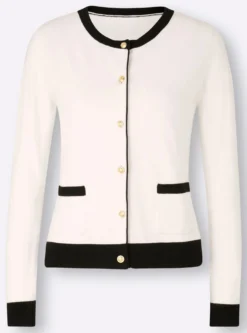 Cardigan mit Kontrast-Paspeln