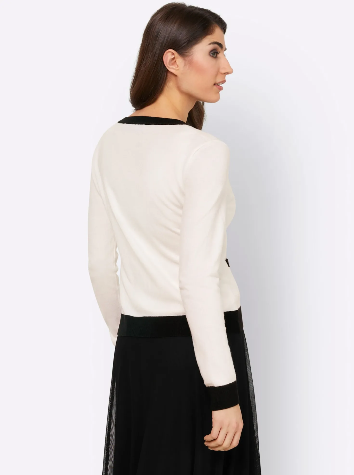 Cardigan mit Kontrast-Paspeln