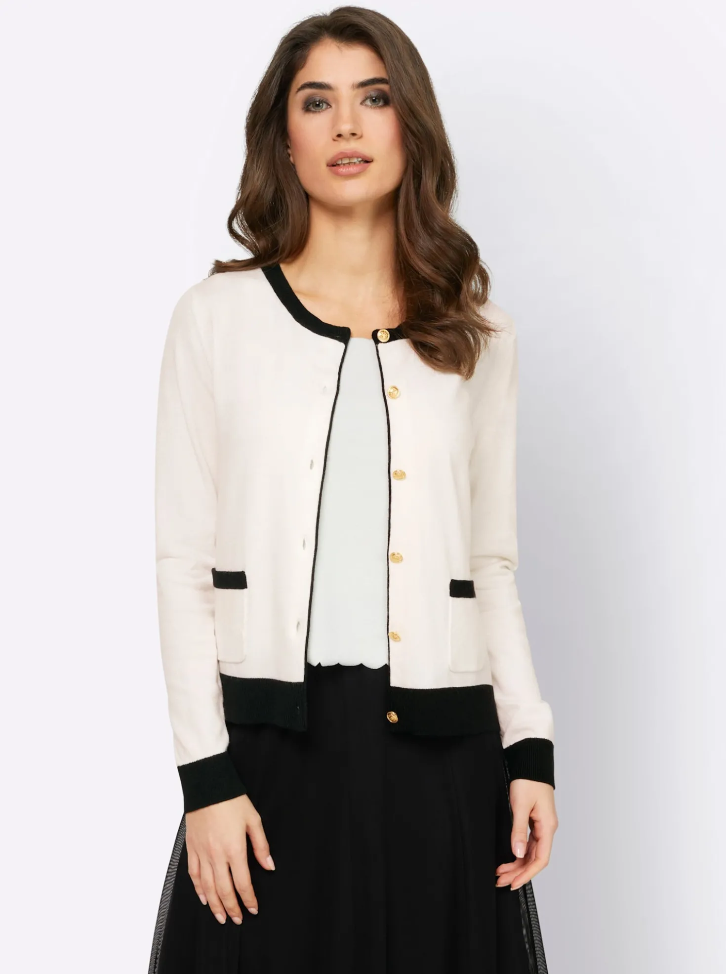 Cardigan mit Kontrast-Paspeln