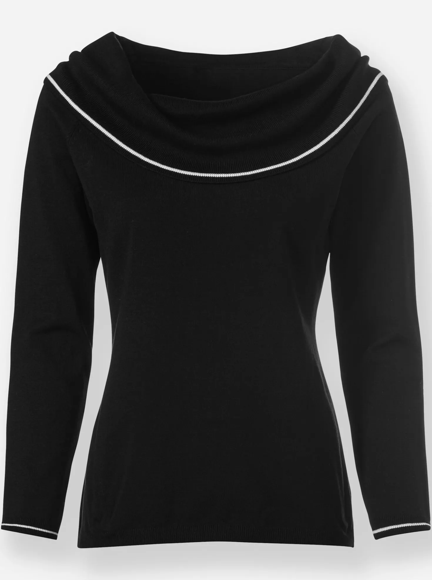 Carmenpullover mit Kontraststreifen