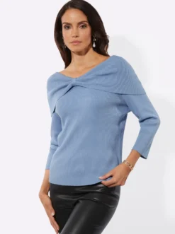 Carmenpullover mit 3/4-Ärmeln