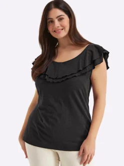Carmenshirt mit breitem Volant