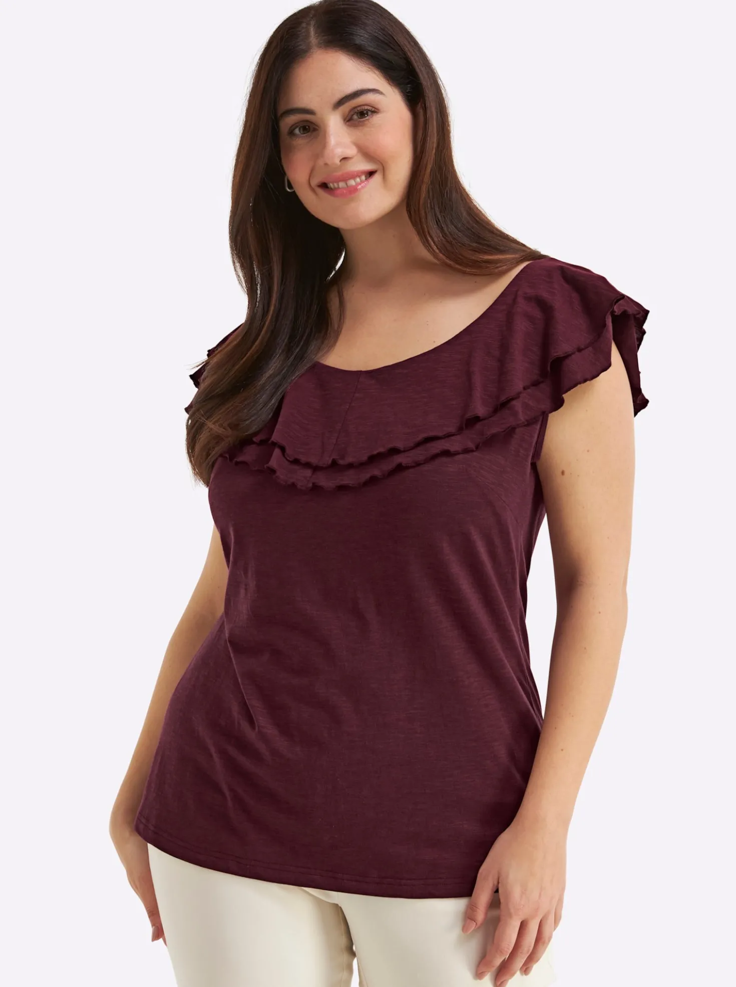 Carmenshirt mit breitem Volant