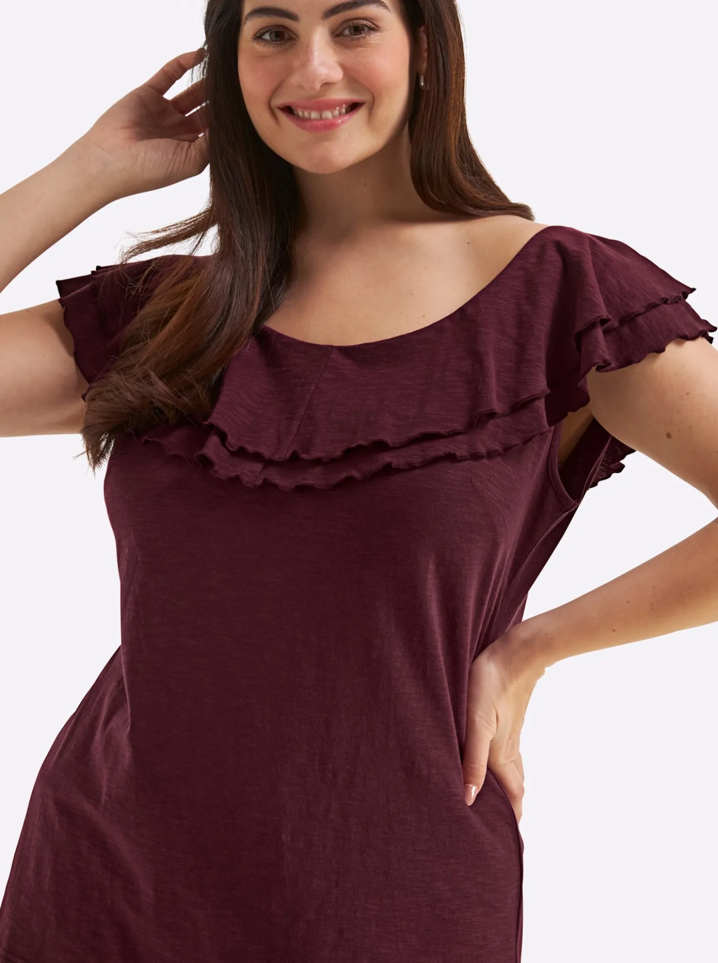 Carmenshirt mit breitem Volant