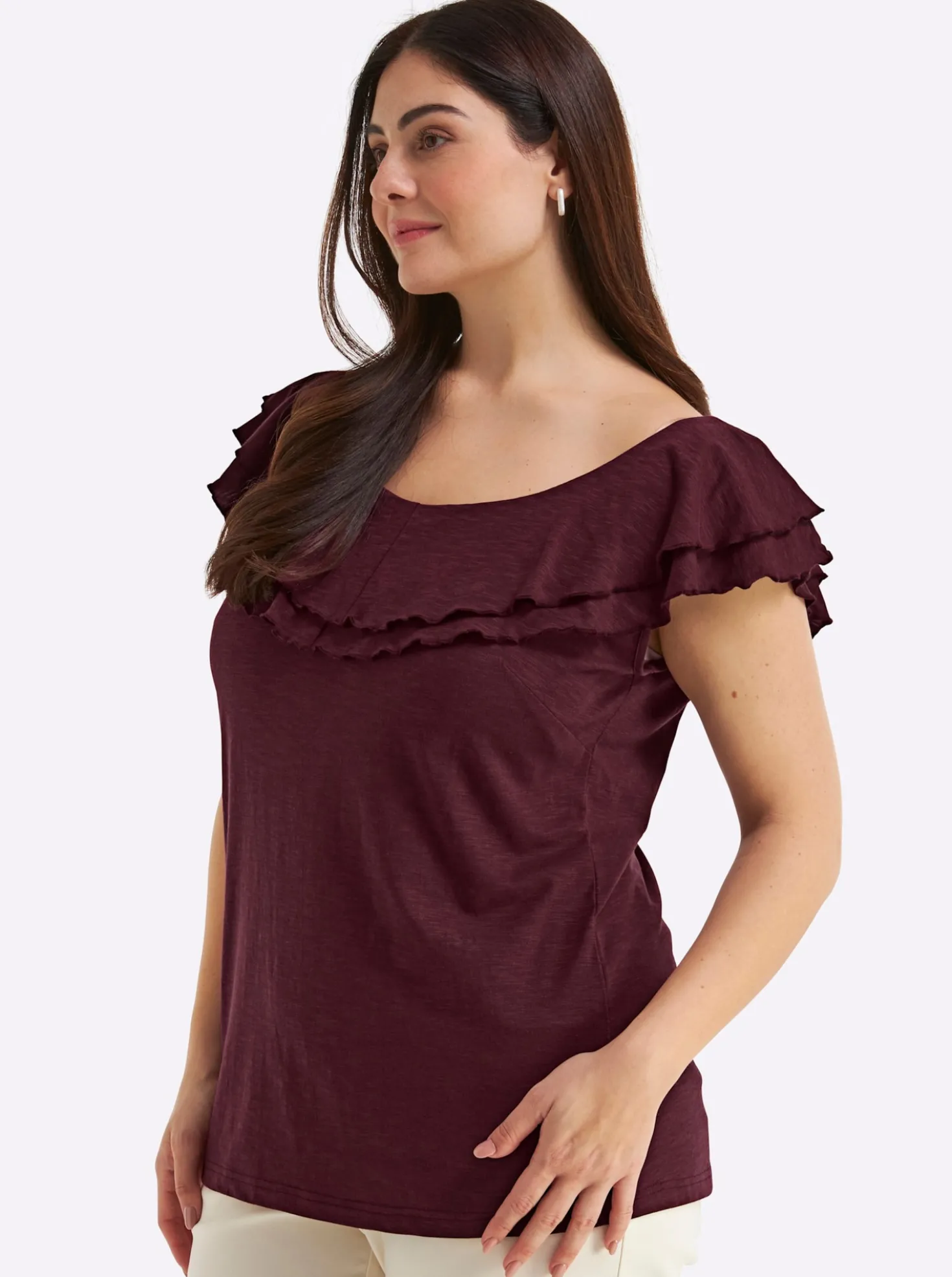 Carmenshirt mit breitem Volant