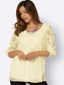 Chiffonbluse mit Baumwoll-Spitze