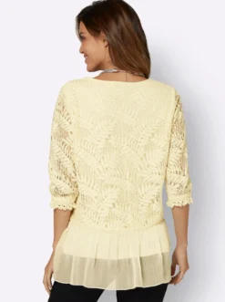 Chiffonbluse mit Baumwoll-Spitze