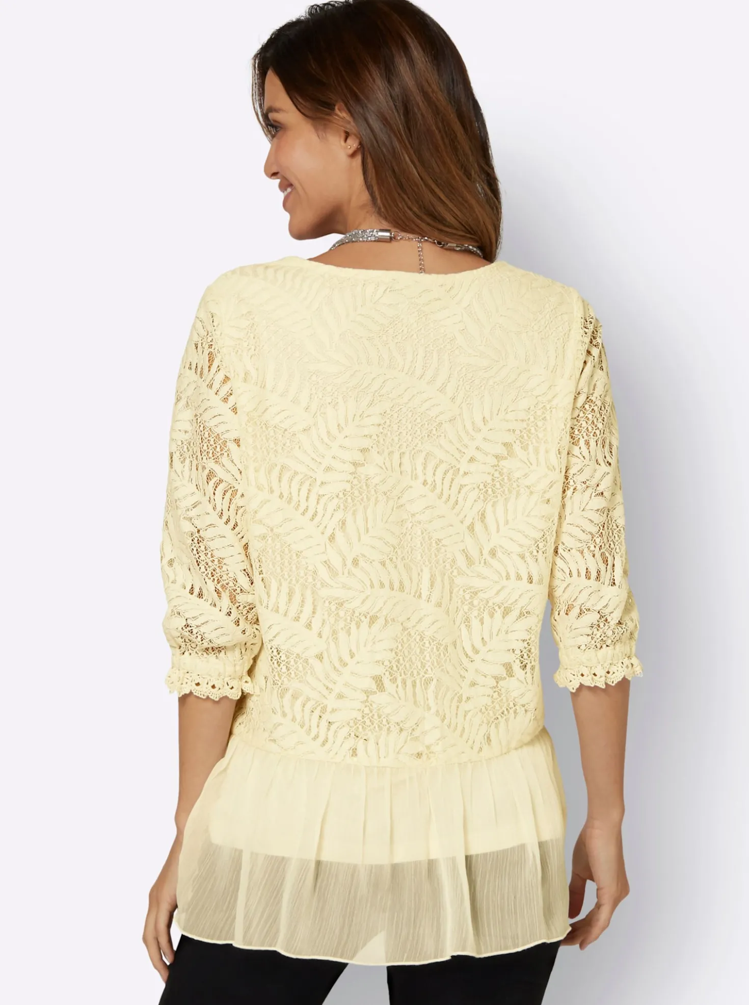 Chiffonbluse mit Baumwoll-Spitze