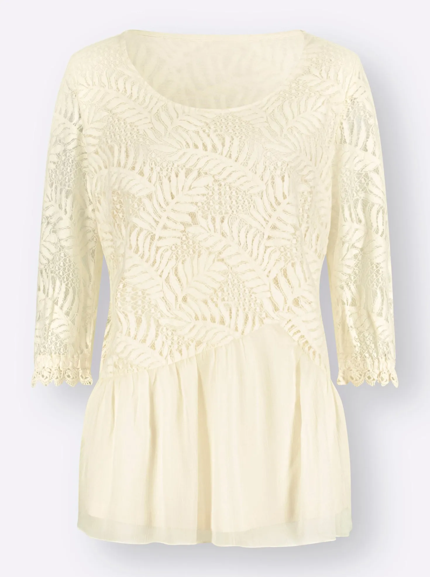 Chiffonbluse mit Baumwoll-Spitze