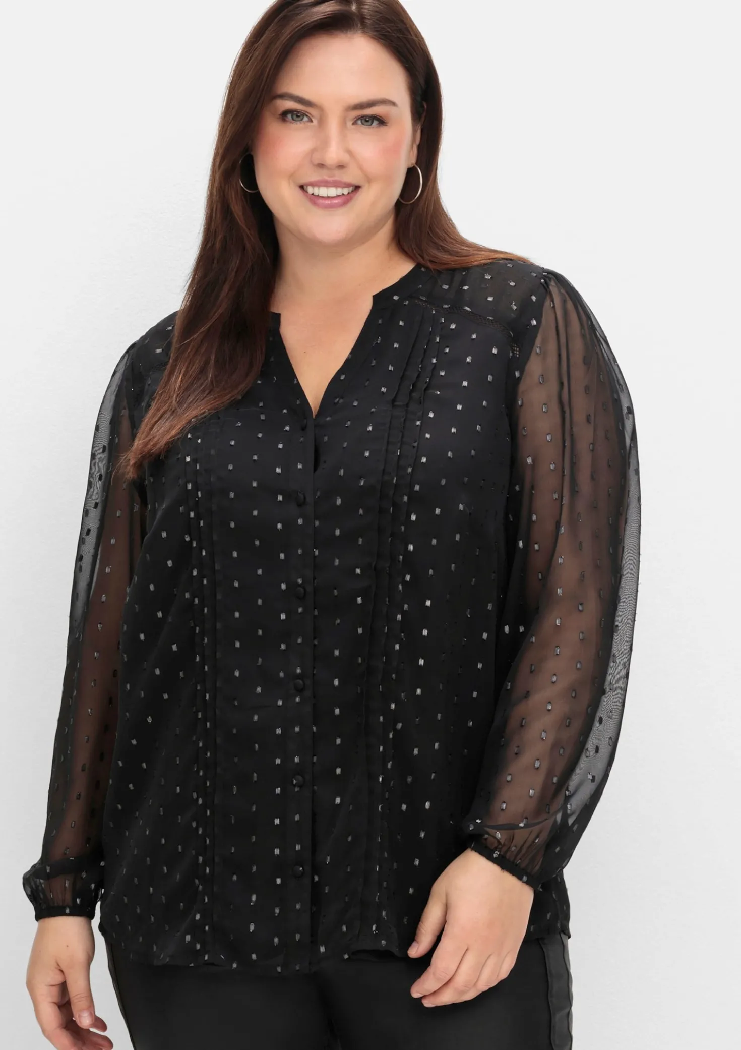 Chiffonbluse mit Glanzfaden