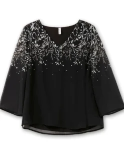 Chiffonbluse mit grafischem Print