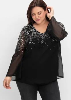 Chiffonbluse mit grafischem Print