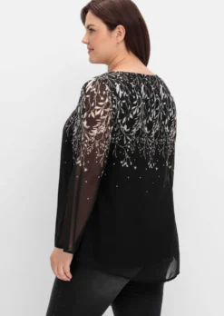Chiffonbluse mit grafischem Print
