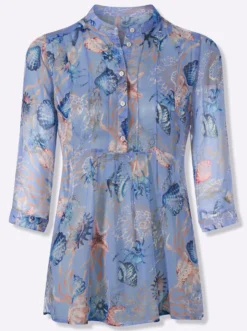 Chiffonbluse mit Muscheldruck
