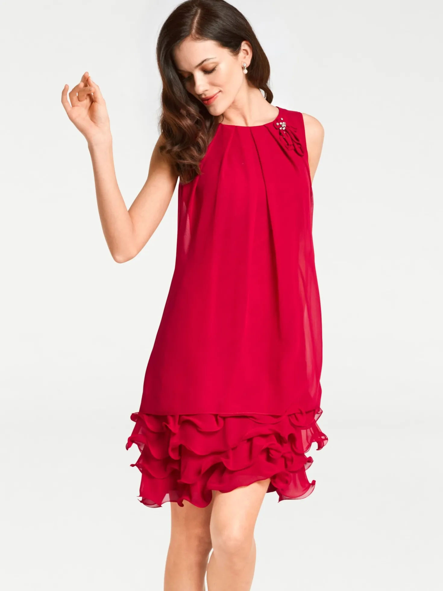 Cocktailkleid mit Rüschen am Saum