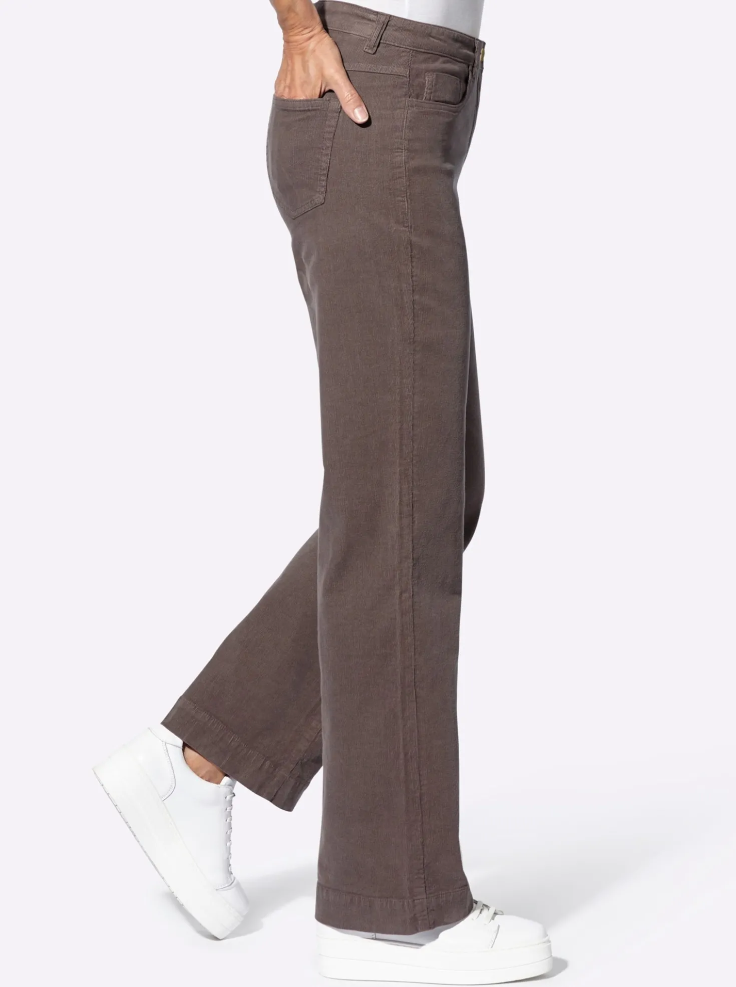 Cordhose mit breitem Saum