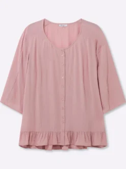 Crinklebluse mit Volant am Saum
