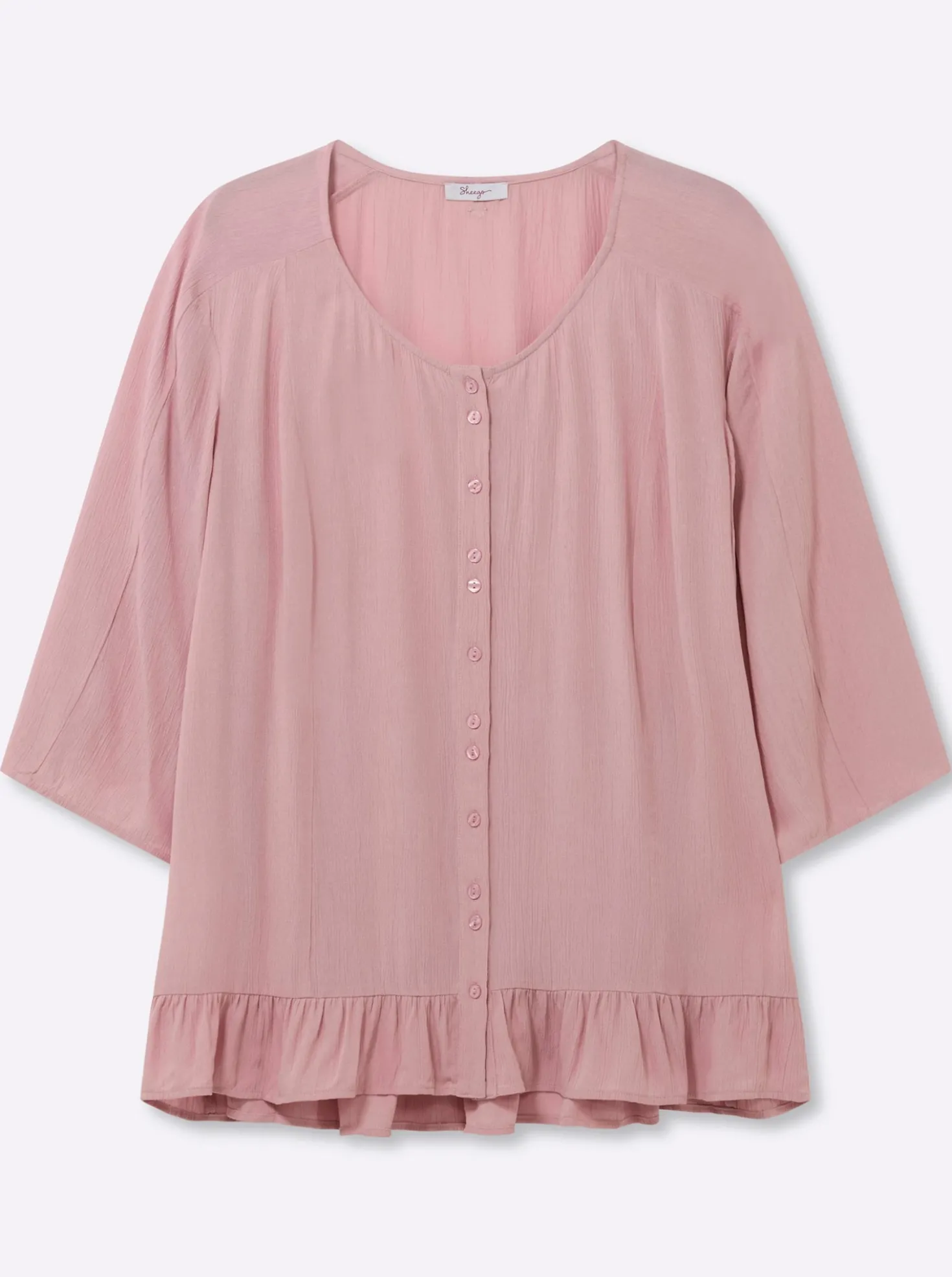Crinklebluse mit Volant am Saum