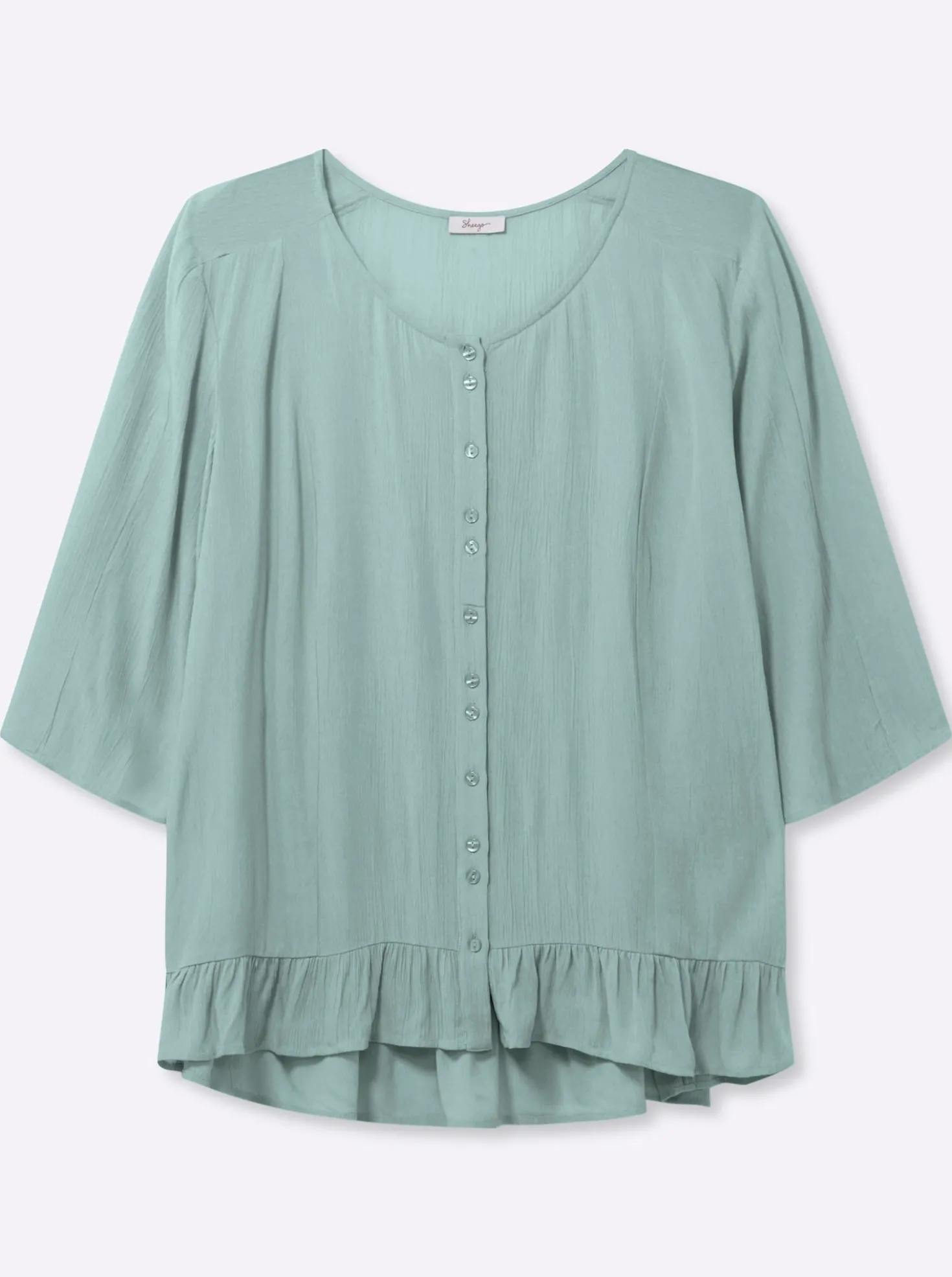 Crinklebluse mit Volant am Saum
