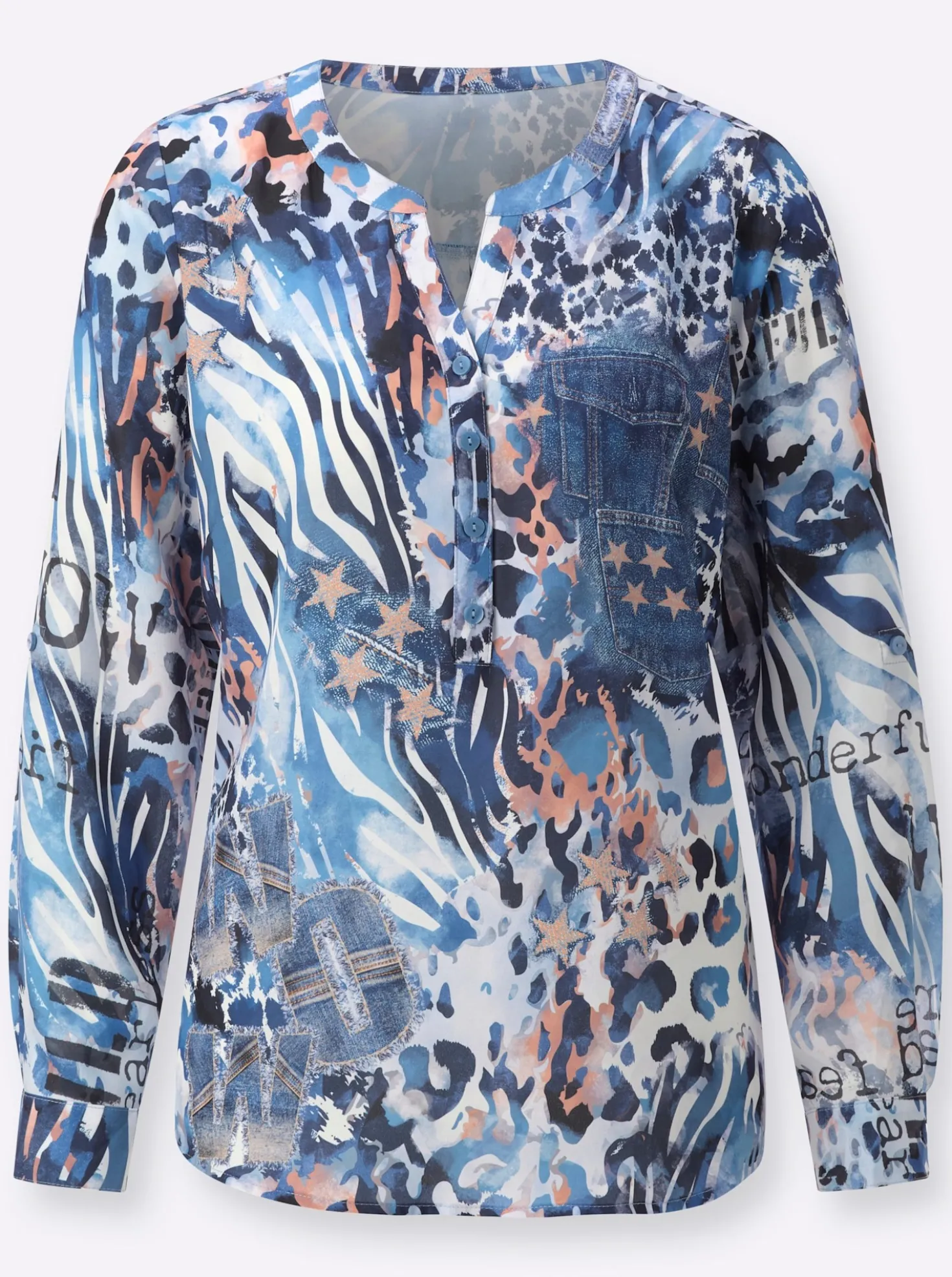 Druckbluse im Mustermix